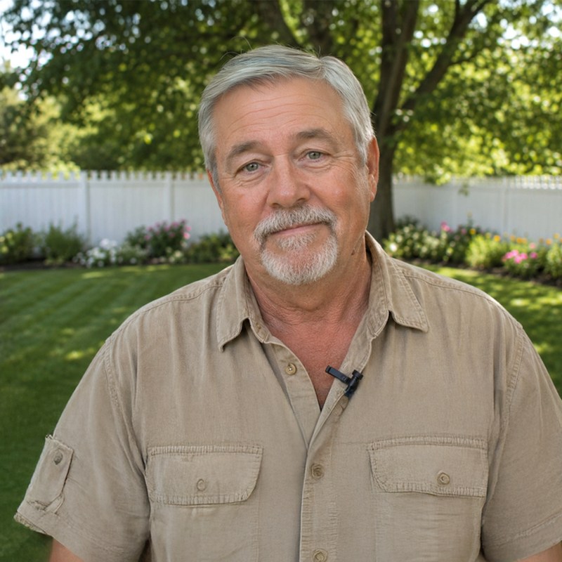 Harold, in his backyard